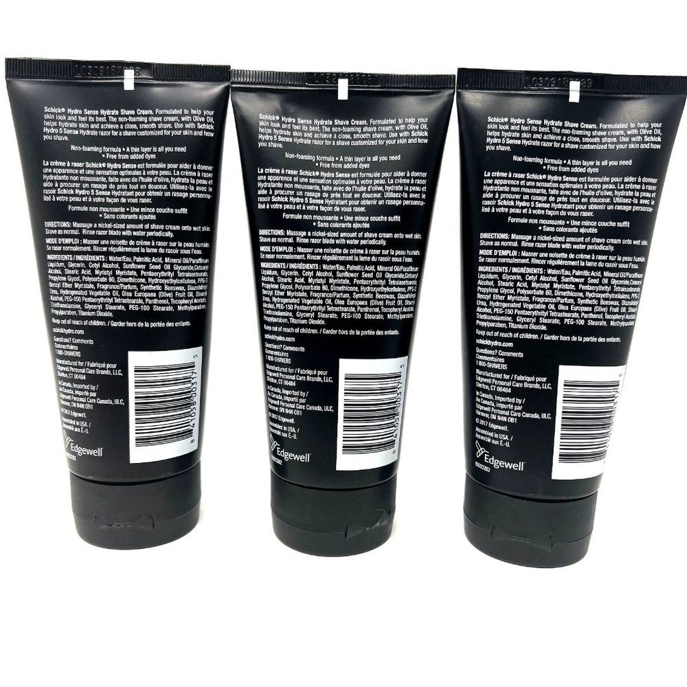 Schick Hydro Sense Hydrate Shave Cream with Olive Oil for Men, 6 Ounce, 3 Pack - Picture 2 of 4